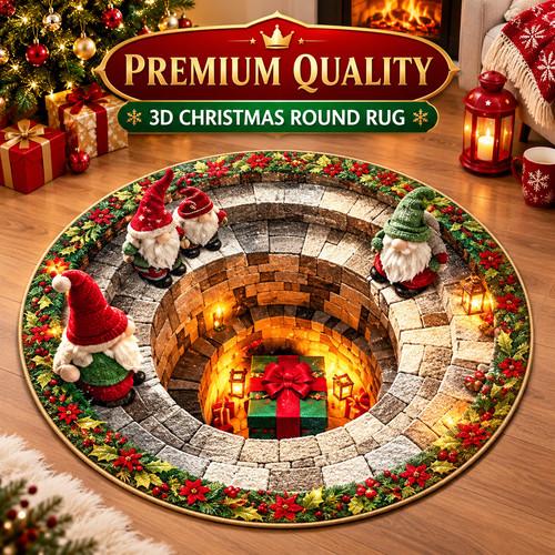 Christmas round rug santa - christmas,