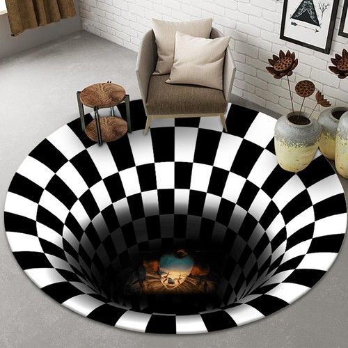 Optical illusion vortex rug - illusion,