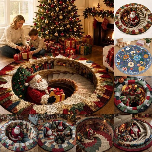 Christmas round rug santa - round,