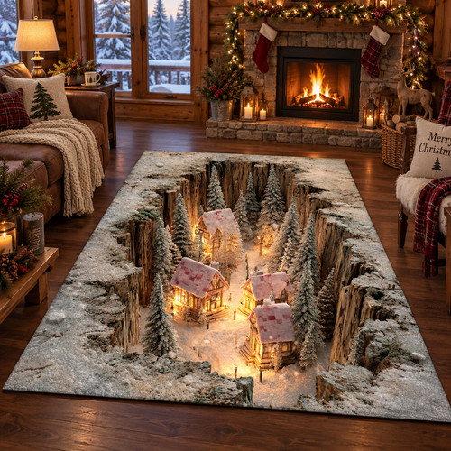 Snowy christmas village - christmas, 3d