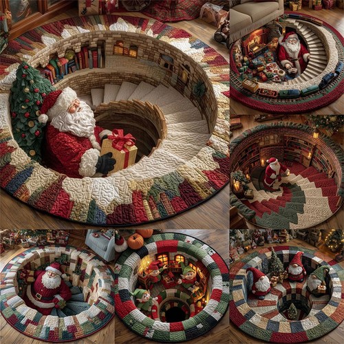 Christmas round rug - 3d,