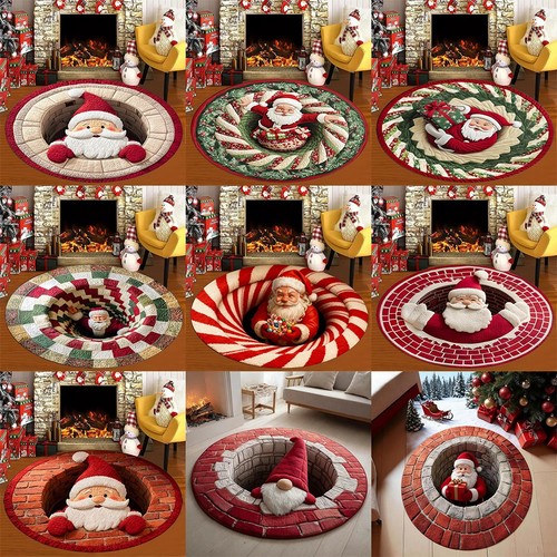 Christmas round rug santa - round,
