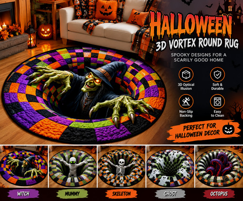 Halloween vortex round rug - 3d,