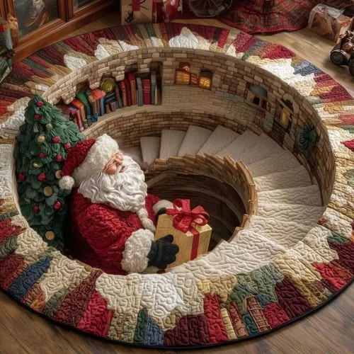 Christmas round rug - 3d,