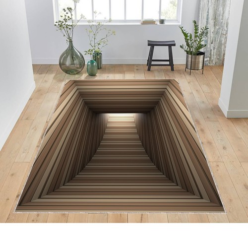 Wood tunnel optical illusion - wood,