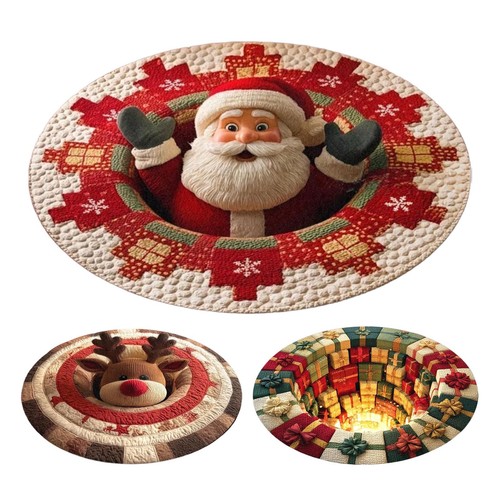 Christmas santa round rug - 3d,